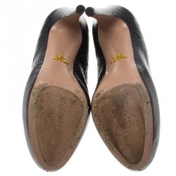 Pre Owned Prada Black Croc Embossed Platform Pumps Size 39