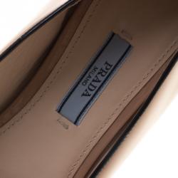 Pre Owned Prada Beige Patent Leather Smoking Slippers Size 39