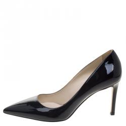 Pre Owned Prada Black Patent Leather Pointed Toe Pumps Size 37
