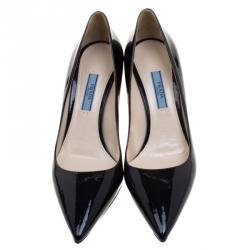 Pre Owned Prada Black Patent Leather Pointed Toe Pumps Size 37