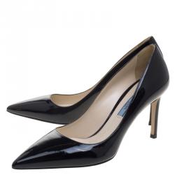 Pre Owned Prada Black Patent Leather Pointed Toe Pumps Size 37