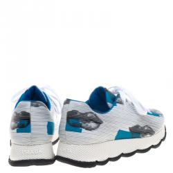 Pre Owned Prada White Lip Printed Leather Lace Up Sneakers Size 37