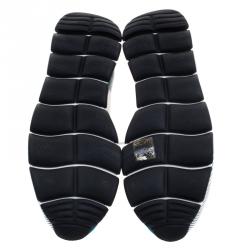 Pre Owned Prada White Lip Printed Leather Lace Up Sneakers Size 37