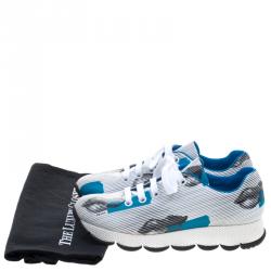 Pre Owned Prada White Lip Printed Leather Lace Up Sneakers Size 37