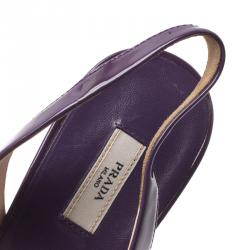 Pre Owned Prada Purple Patent Vernice Peep Toe Slingback Sandals Size 37