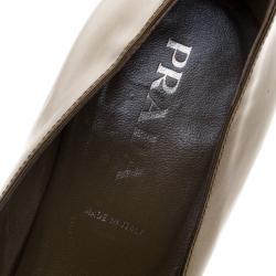 Pre Owned Prada Brown Metallic Patent Leather Pointed Toe Buckle Pumps Size 37