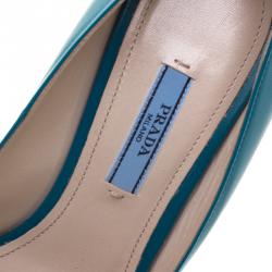 Prada Teal  Leather Pointed Toe Pumps Size 39.5