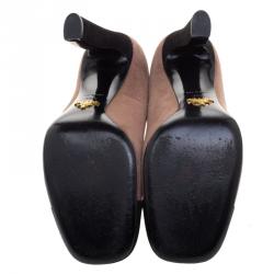 Pre Owned Prada Two Tone Suede Square Toe Pumps Size 38.5