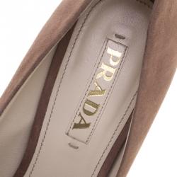 Pre Owned Prada Two Tone Suede Square Toe Pumps Size 38.5