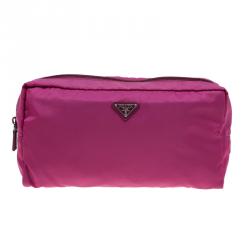 Prada Pink Nylon Vela Cosmetic Pouch