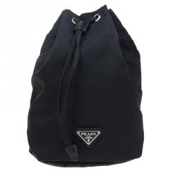 Prada Black Vela Cosmetic Drawstring Bag
