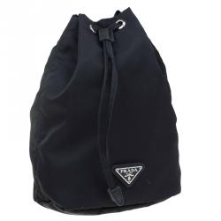 Prada Black Vela Cosmetic Drawstring Bag