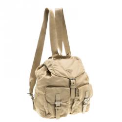 Prada Beige Nylon Drawstring Backpack