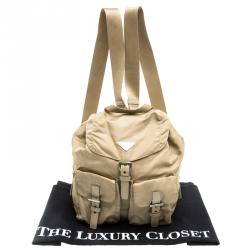Prada Beige Nylon Drawstring Backpack