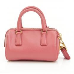 Prada Pink Saffiano Lux Leather Mini Accessory Bag