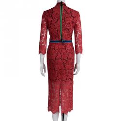 Preen by Thornton Bregazzi Red Lace Contrast Zipper Trim Detail Dress S