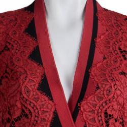 Preen by Thornton Bregazzi Red Lace Contrast Zipper Trim Detail Dress S