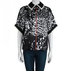 Preen By Thornton Bregazzi Monochrome Silk Leopard Print Top S