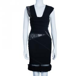 Pre Owned Preen By Thornton Bregazzi Black Lace Bandage Dress M
