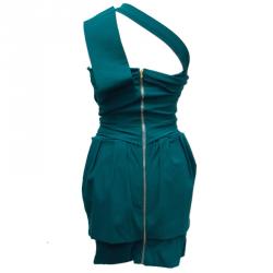 Preen By Thornton Bregazzi Teal Layered One Shoulder Dress S