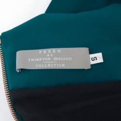 Preen By Thornton Bregazzi Teal Layered One Shoulder Dress S