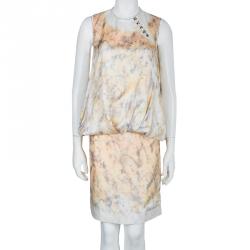Pre Owned Proenza Schouler Drop Waist Printed Silk Sleeveless Dress M