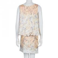 Pre Owned Proenza Schouler Drop Waist Printed Silk Sleeveless Dress M