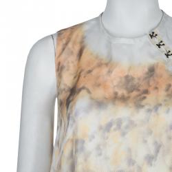 Pre Owned Proenza Schouler Drop Waist Printed Silk Sleeveless Dress M