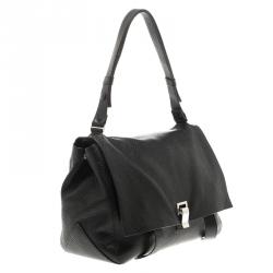 Pre Owned Proenza Schouler Black Leather Courier Satchel