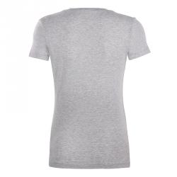 Pre Owned تي شيرت بولو رالف لورين قطن رقبة حرف V شعار أبيض/ رصاصي M