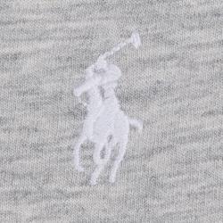 Pre Owned تي شيرت بولو رالف لورين قطن رقبة حرف V شعار أبيض/ رصاصي M