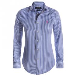 Pre Owned Polo Ralph Lauren Blue/White Striped Logo Long Sleeve Shirt S