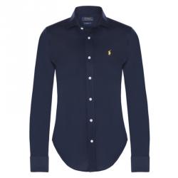 Pre Owned Polo Ralph Lauren Navy Blue Logo Long Sleeve Shirt M