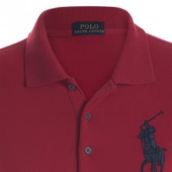 Pre Owned تي شيرت بولو رالف لوران أحمر/أزرق كحلي بالشعار L