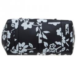 Pre Owned حقيبة رالف لورين ريكي طباعة موردة أبيض/أسود جلد ناعم