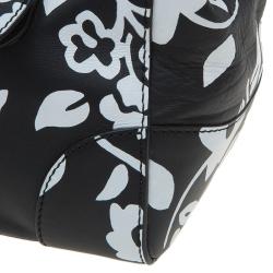 Pre Owned حقيبة رالف لورين ريكي طباعة موردة أبيض/أسود جلد ناعم