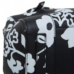 Pre Owned حقيبة رالف لورين ريكي طباعة موردة أبيض/أسود جلد ناعم