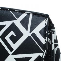 Pre Owned Ralph Lauren Black/White Greek Keys Print Soft Leather Ricky Clutch