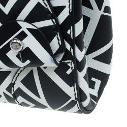 Pre Owned Ralph Lauren Black/White Greek Keys Print Soft Leather Ricky Clutch