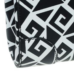 Pre Owned Ralph Lauren Black/White Greek Keys Print Soft Leather Ricky Clutch