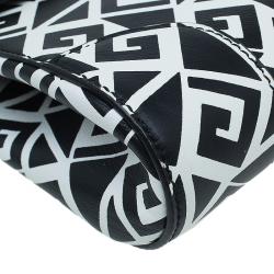 Pre Owned Ralph Lauren Black/White Greek Keys Print Soft Leather Ricky Clutch