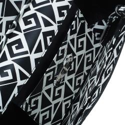 Pre Owned Ralph Lauren Black/White Greek Keys Print Soft Leather Ricky Clutch