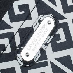 Pre Owned Ralph Lauren Black/White Greek Keys Print Soft Leather Ricky Clutch