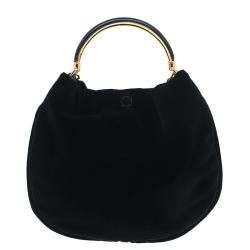 Pre Owned Ralph Lauren Black Velvet Small Hobo