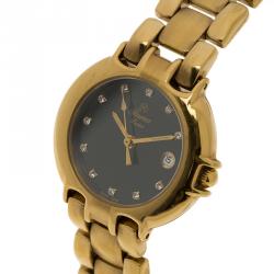 Pre Owned Rama Swiss Black Gold-Plated Stainless Steel Women's Wristwatch 26MM