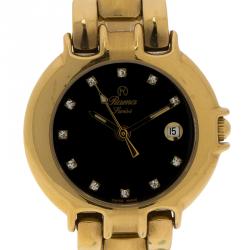 Pre Owned Rama Swiss Black Gold-Plated Stainless Steel Women's Wristwatch 26MM
