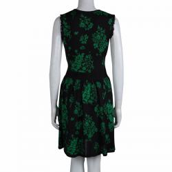 Pre Owned Red Valentino Black Jacquard Knit Lace Trim Sleeveless Dress M