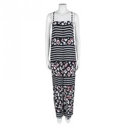 Red Valentino Navy Blue Floral Printed Silk Cross Back Sleeveless Jumpsuit S