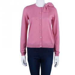 RED Valentino Pink Bow Button Down Cardigan L