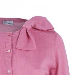 RED Valentino Pink Bow Button Down Cardigan L